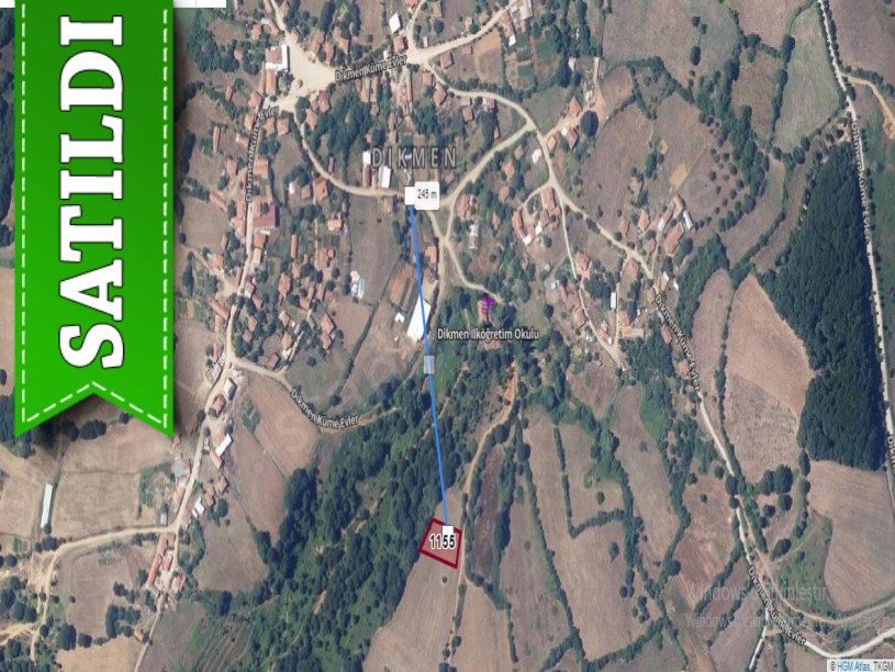 Çanakkale Biga Dikmen Köyü Satılık Arsa , 1000 M2 Köy İçi Yolu Var