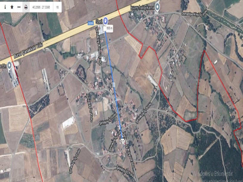 Çanakkale Biga Şirinköy Köyü Satılık Arsa , 422 m2 Köy İçi Yolu Var 