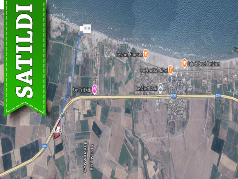 Çanakkale Biga Kepekli Köyü Satılık Arsa , 250 m2 Otobana Cephe Hisseli