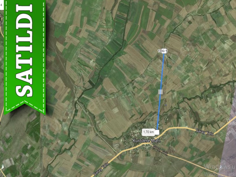 Tekirdağ Saray Kurtderede Satılık Tarla , 1,980 m2 Tek Tapu Müstakil Yolu Var