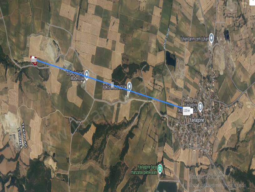 Tekirdağ Malkara Yaylagöne Mah , Satılık Tarla , 5,945 m2 Tek Tapu Köy Yoluna Cephe