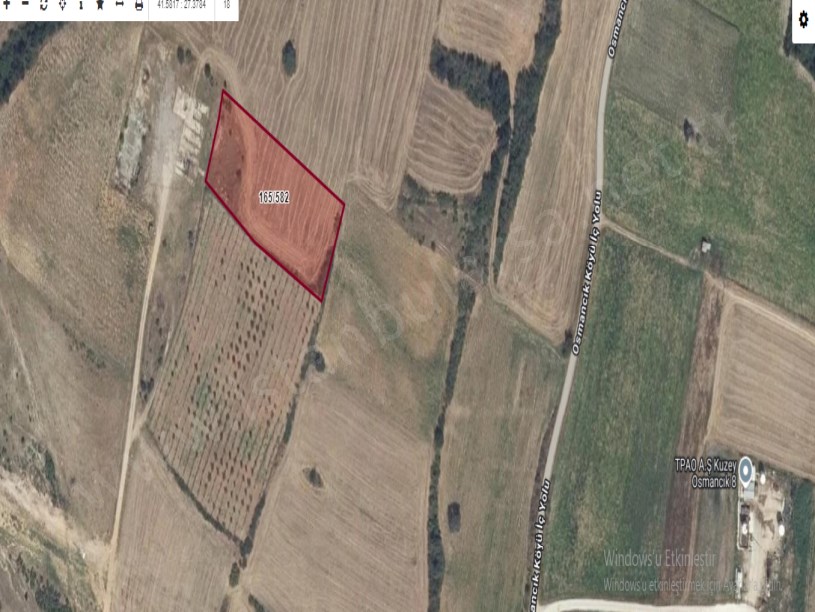 Kırklareli Pınarhisar Osmancık Köyü Satılık Tarla , 3,928 m2 Müstakil Yerleşime Yakın