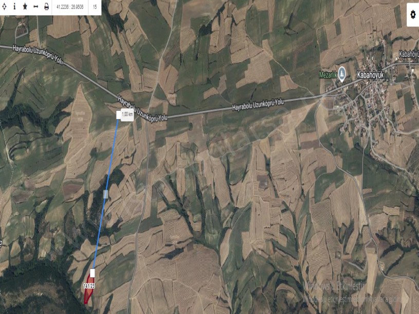 Tekirdağ Hayrabolu Kabahöyük Mah, Satılık Tarla , 10,721 m2 Tek Tapu 