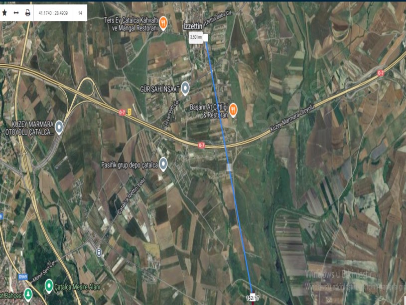 Çatalca İzzettinde Satılık Arsa , 255 M2 Hisseli Yolu var 