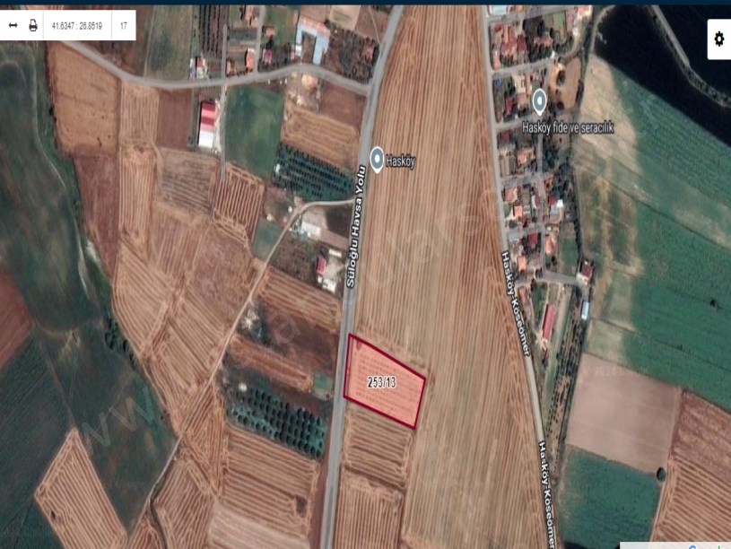 Edirne Havsa Hasköy Satılık Tarla , 5,575 M2 Müstakil Otoyola Cephe 