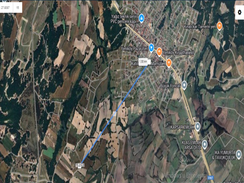 Tekirdağ Saray Büyükyoncalı Mah Satılık Arsa ,1,050 m2 Yola Cephe Müstakil 