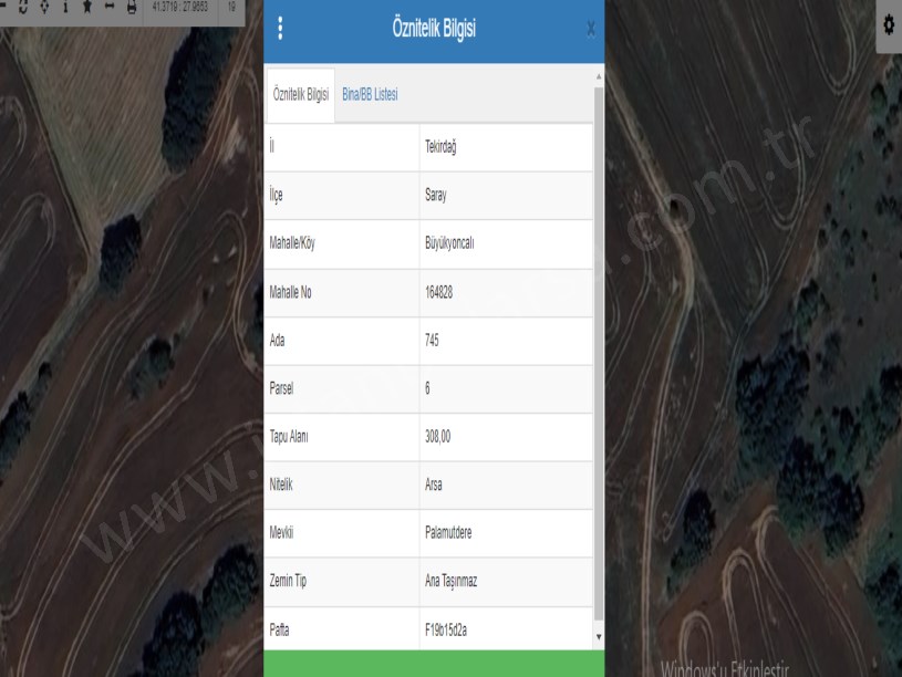 Tekirdağ Saray Büyükyoncalı Mah Satılık Arsa , 308 M2 Müstakil Yolu Var