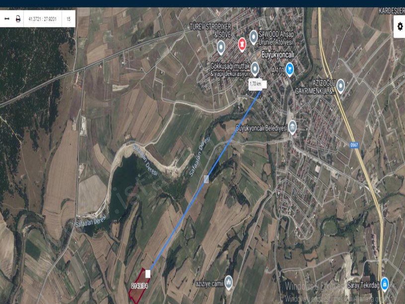 Tekirdağ Saray Atatürk Mah , Satılık Arsa , 944 m2 Hisseli Yolu Var 
