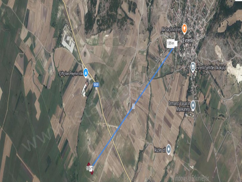 Kırklareli Vize Evrenlide Satılık Arsa , 300 m2 Hisseli