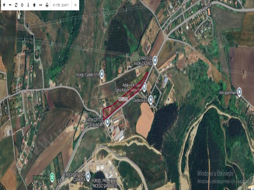 Çatalca İnceğizde Satılık Arsa , 1,100 M2 Cadde Cephe Evlerin Yakını Hisseli
