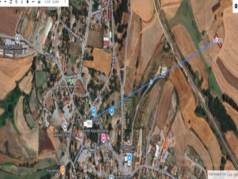 Silivri Kurfallıda  Satılık Arsa ,  548 m2 Bağ Yeri Müstakil Evlerin Yakını
