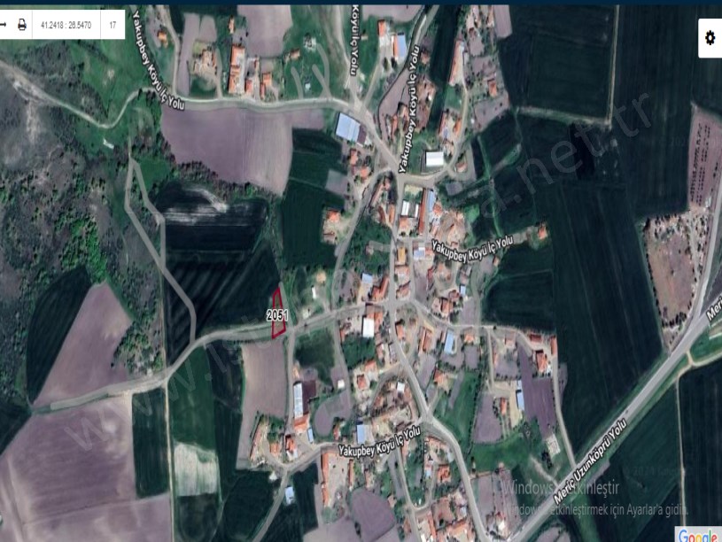 Edirne Meriç Yakupbey Köyü Satılık Arsa , 501 m2 Köy Yoluna Cephe Müstakil İmarlı