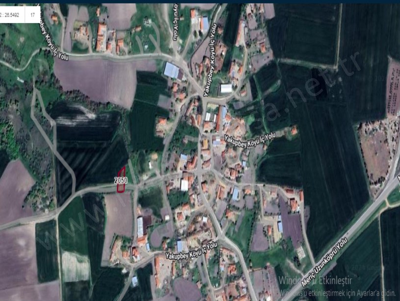 Edirne Meriç Yakupbey Köyü Satılık Arsa , 501 m2 İmarlı Yolu Var Müstakil