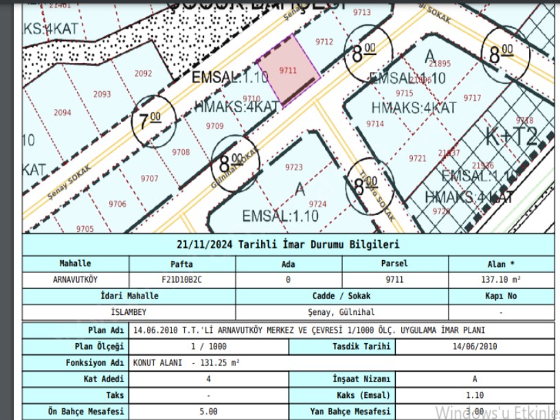 Arnavutköy İslambeyde Satılık Arsa , 137 M2 4 Kat İmarlı Müstakil Merkezde