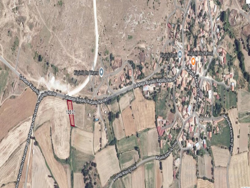 Edirne Lalapaşa Küçünlü Köyü  Satılık Arsa , 1,000 m2 İmarlı Arsa Asfalt Cephe Köy İçi