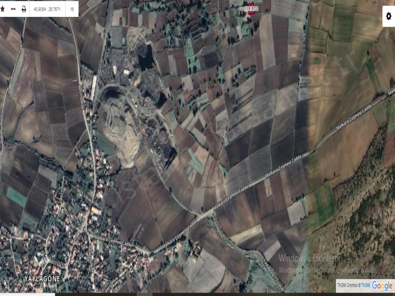 Tekirdağ Malkara Yaylagöne Mah , Satılık Tarla , 1,080 M2 Tek Tapu Yolu Var