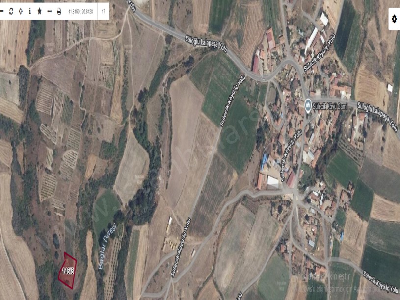 Edirne Süloğlu Sülecik Köyünde Satılık Tarla , 1,755 M2 Tek Tapu Köyün Dibinde