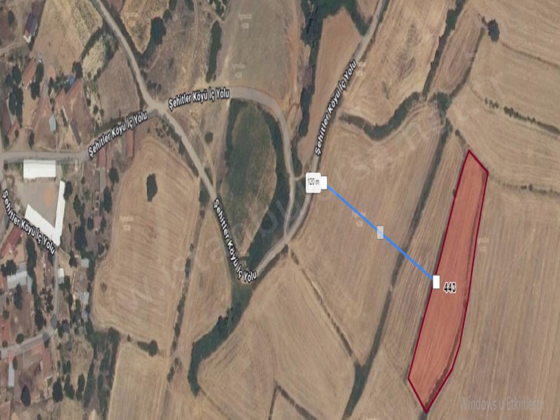 Edirne Enez Şehitler Köyü Satılık Tarla , 4 Dönüm Müstakil Resmi Yolu Var