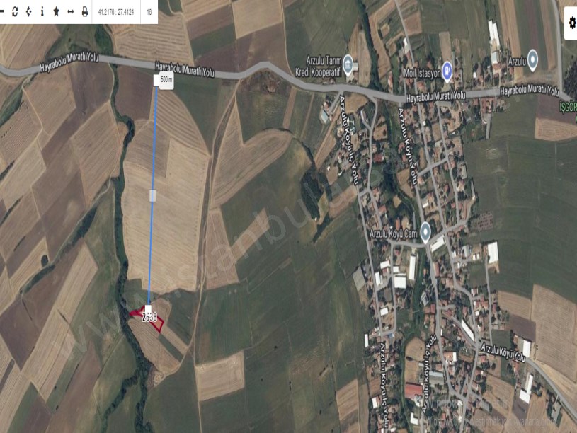 Tekirdağ Muratlı Arzulu Mah, Satılık Tarla , 2,080 m2 Müstakil Köye  Yakın