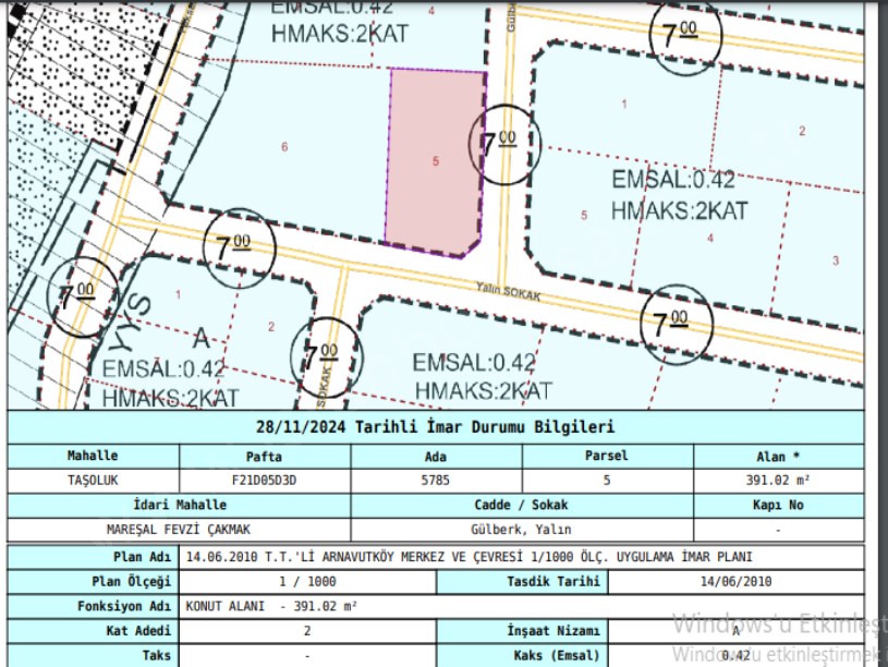 Arnavutköy Taşolukta Satılık Arsa , 391 m2 Villa İmarlı Müstakil
