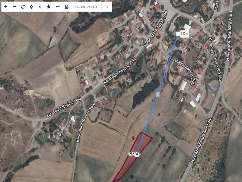 Tekirdağ Malkara Karacagür Mah , Satılık Tarla , 680 M2 Hisseli Evlerin Yakını