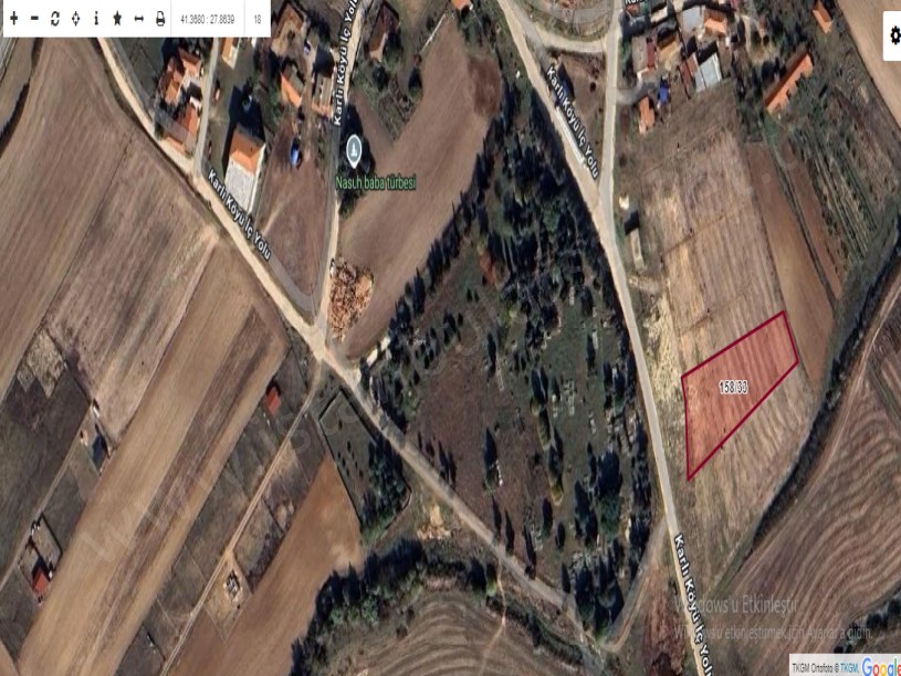 Tekirdağ Kapaklı Karlı Mah, Satılık Tarla , 350 m2 İmarlı Asfalt Cephe Hisseli