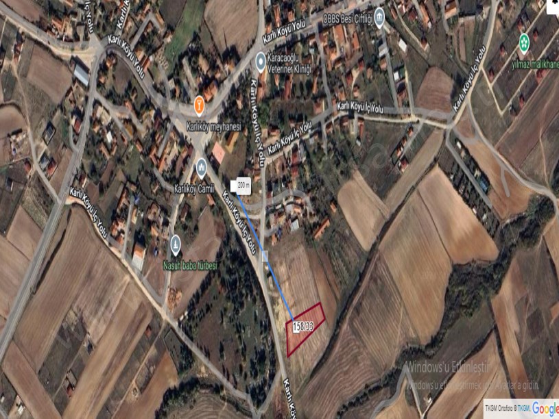 Tekirdağ Kapaklı Karlı Mah, Satılık Tarla , 350 m2 İmarlı Asfalt Cephe Hisseli