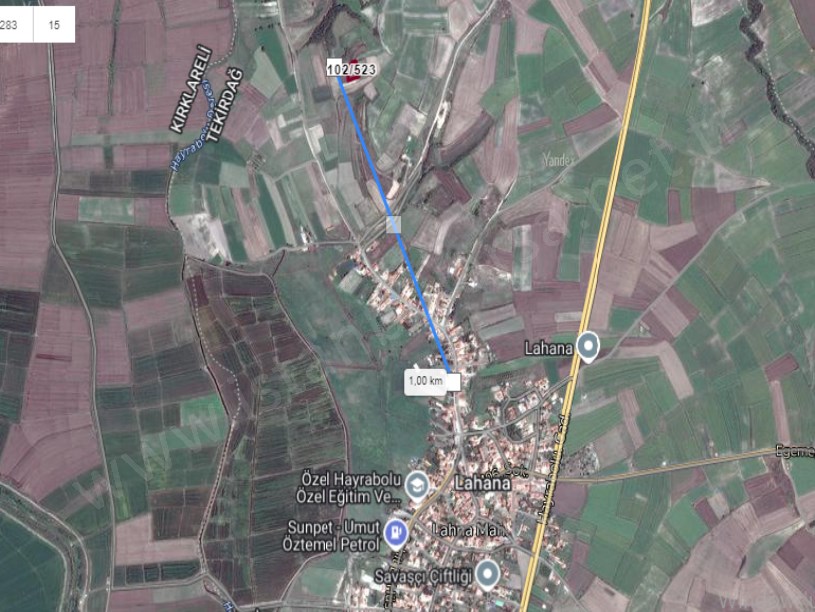 Tekirdağ Hayrabolu Lahna Mah , Satılık Tarla , 1,375 m2 Müstakil