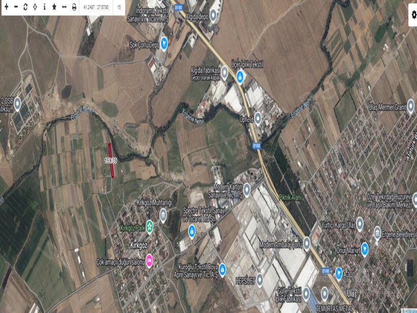Tekirdağ Ergene Kırkgöz Mah , Satılık Tarla , 3,743 m2 Müstakil Yolu Var