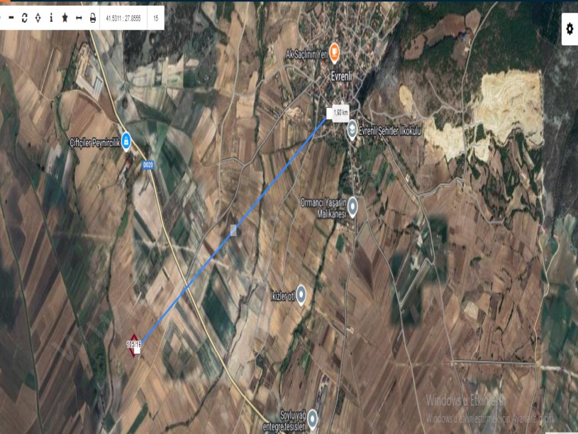 Kırklareli Vize Evrenlide Satılık Arsa , 266 m2 Hisseli