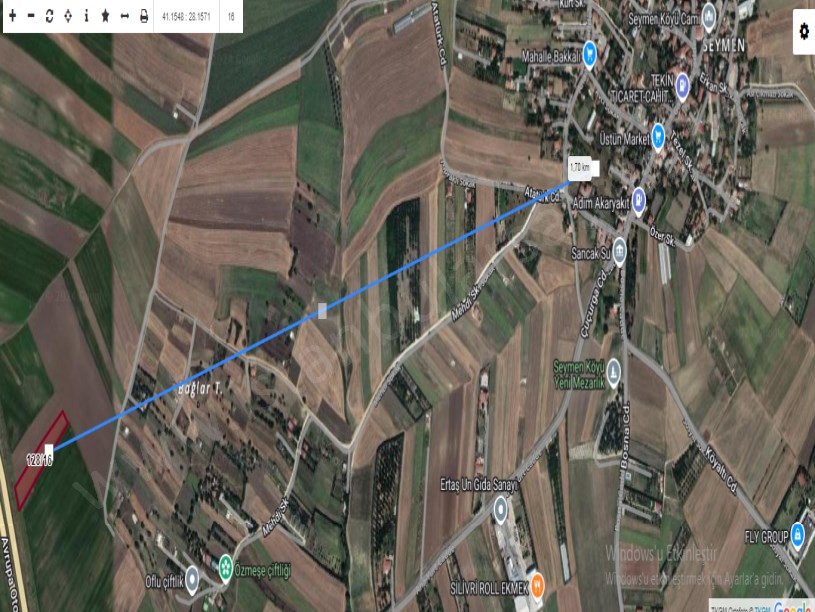 Silivri Seymende Satılık Arsa , 293 M2 Otobana Cephe Çapı Mevcut Hisseli