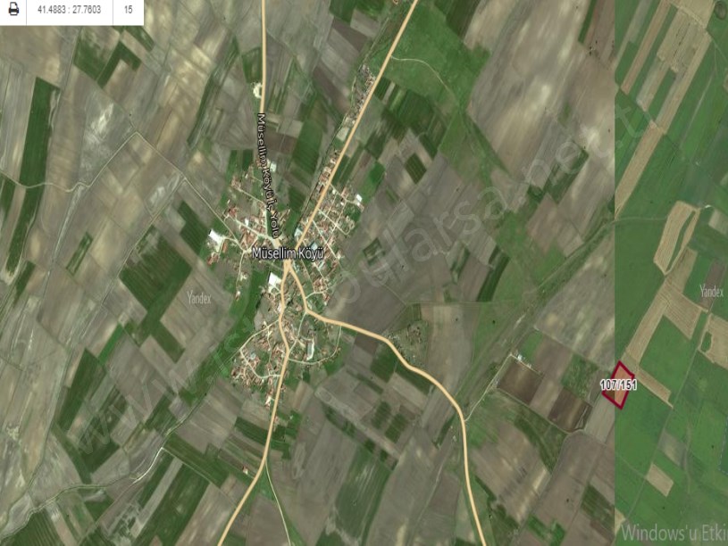 Kırklareli Vize  Müsellim Köyünde Satılık Tarla , 2,533 m2  Hisseli 