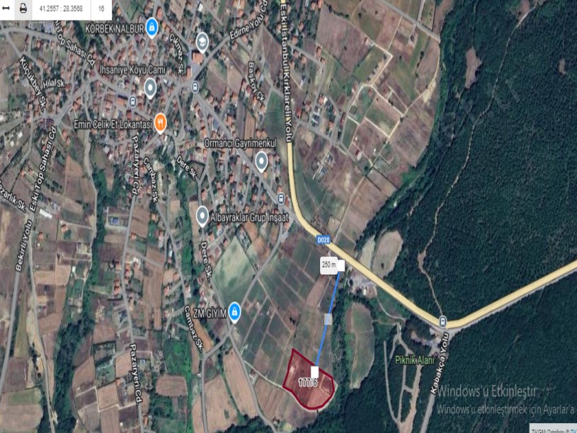 Çatalca İhsaniye Mah Satılık Arsa , 705 m2 Hisseli Yolu Var Evlerin Yakını