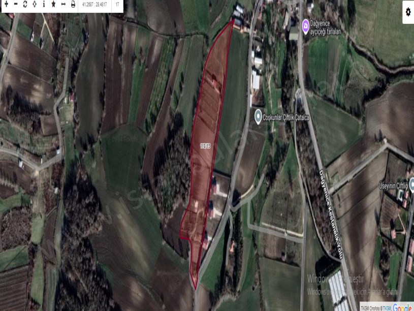 Çatalca Dağyenicede Satılık  Arsa ,  3,650 M2 Yolu Var Evlerin Yakını Hisseli 
