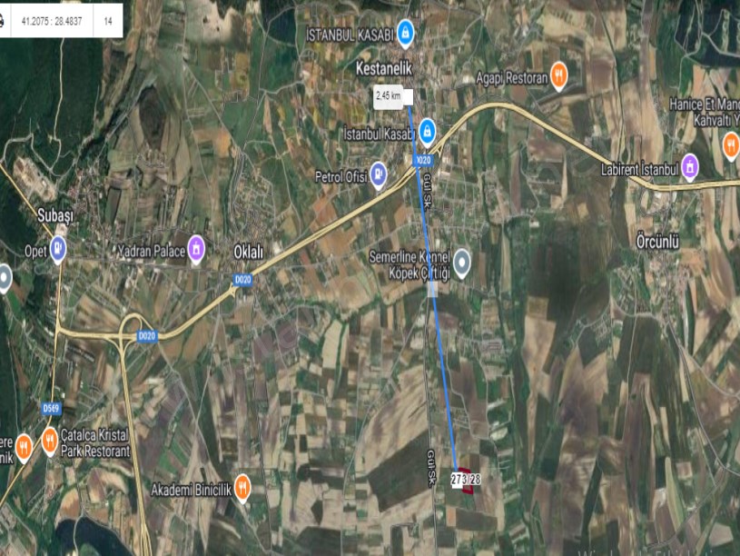 Çatalca Kestanelikte Satılık Tarla , 11,766 m2 Evlerin Yakını Müstakil 