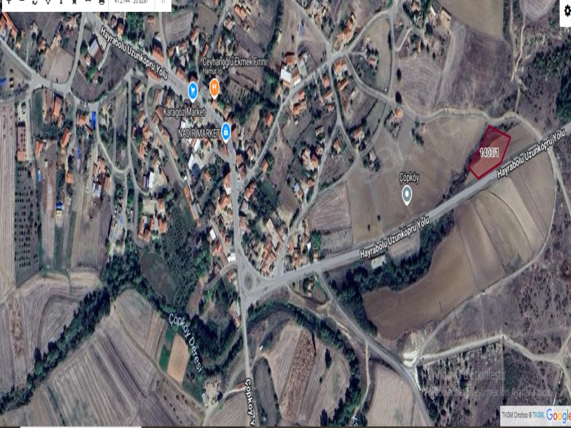 Edirne Uzunköprü Elmalı Köyünde Satılık Arsa , 880 M2 Asfalt Yola Cephe 