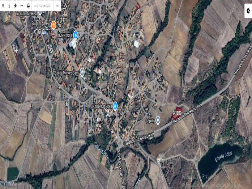 Edirne Uzunköprü Elmalı Köyünde Satılık Arsa , 880 M2 Asfalt Yola Cephe 