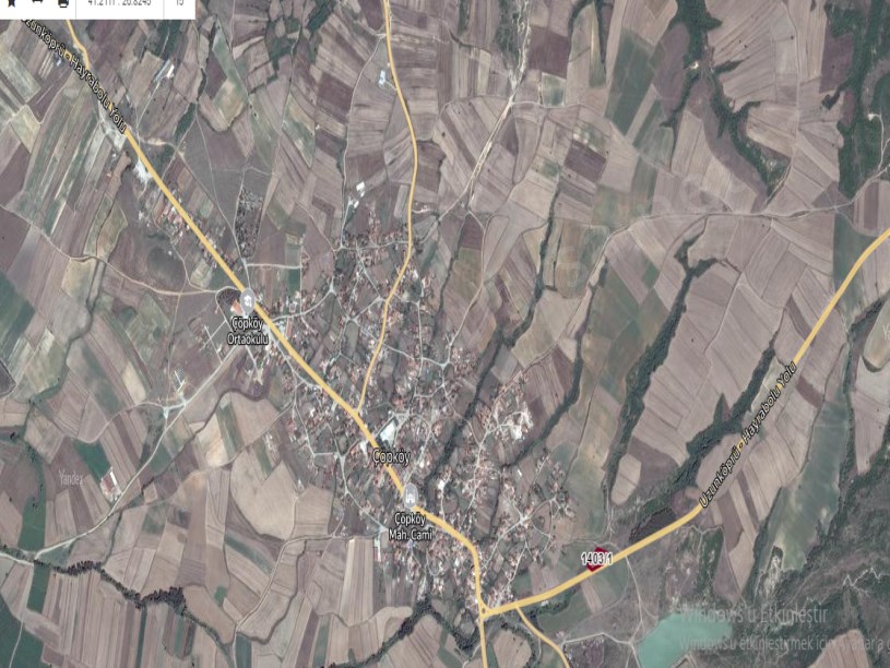 Edirne Uzunköprü Elmalı Köyünde Satılık Arsa , 880 M2 Asfalt Yola Cephe 