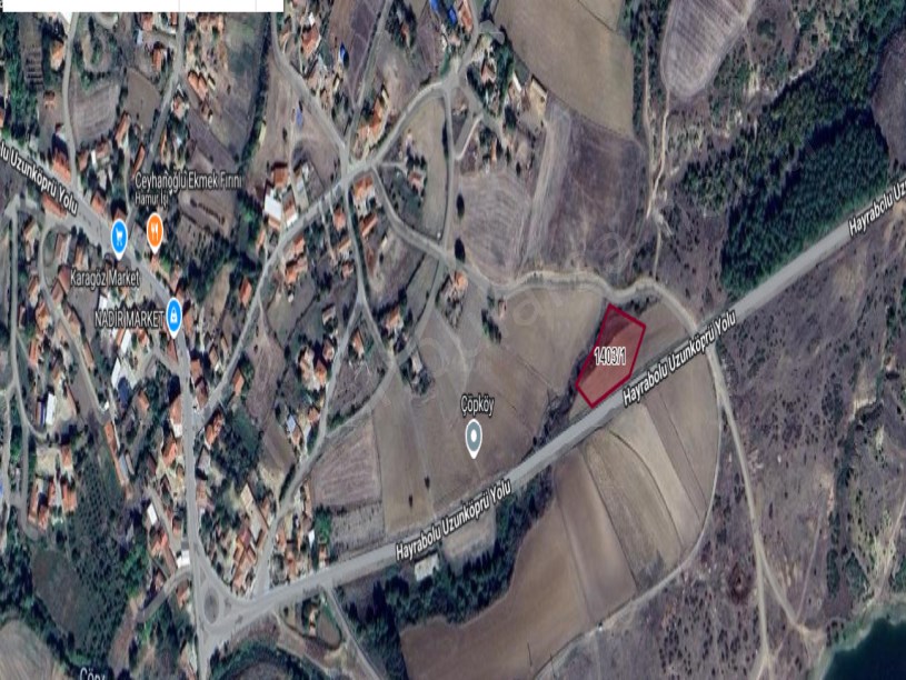 Edirne Uzunköprü Elmalı Köyünde Satılık Arsa , 880 M2 Asfalt Yola Cephe 