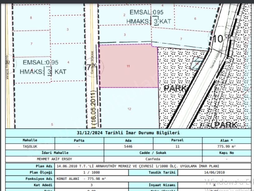 Arnavutköy Taşolukta Satılık Arsa , 776 m2 3 Kat İmarlı Müstakil