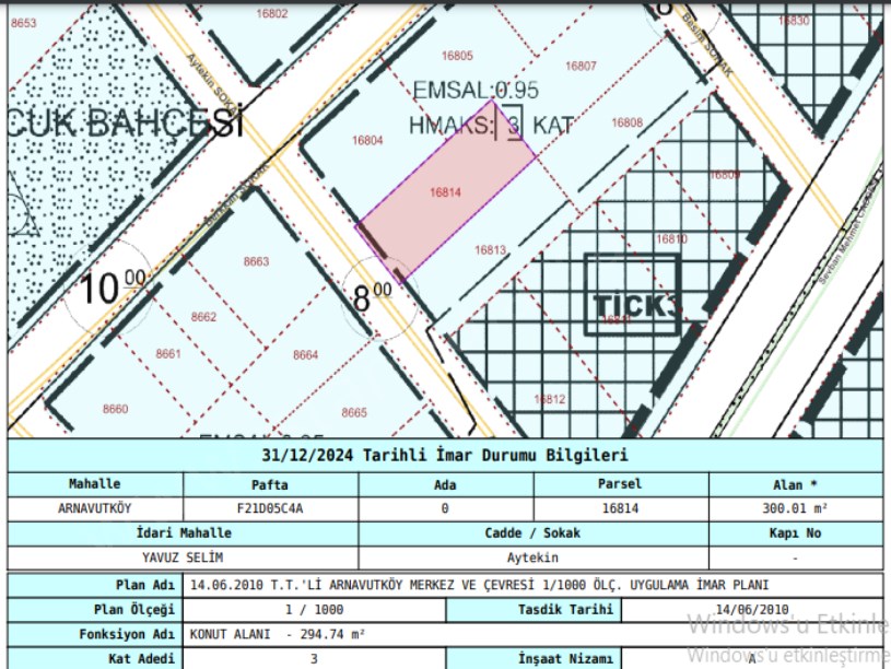 Arnavutköy Yavuzselim Mah Satılık Arsa , 300 M2 Müstakil 3 Kat İmarlı