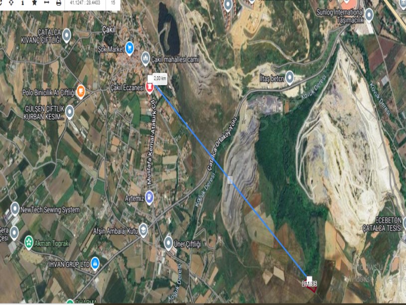 Çatalca Çakılda Satılık Arsa , 741 M2 Hisseli Çaplı Çevrili