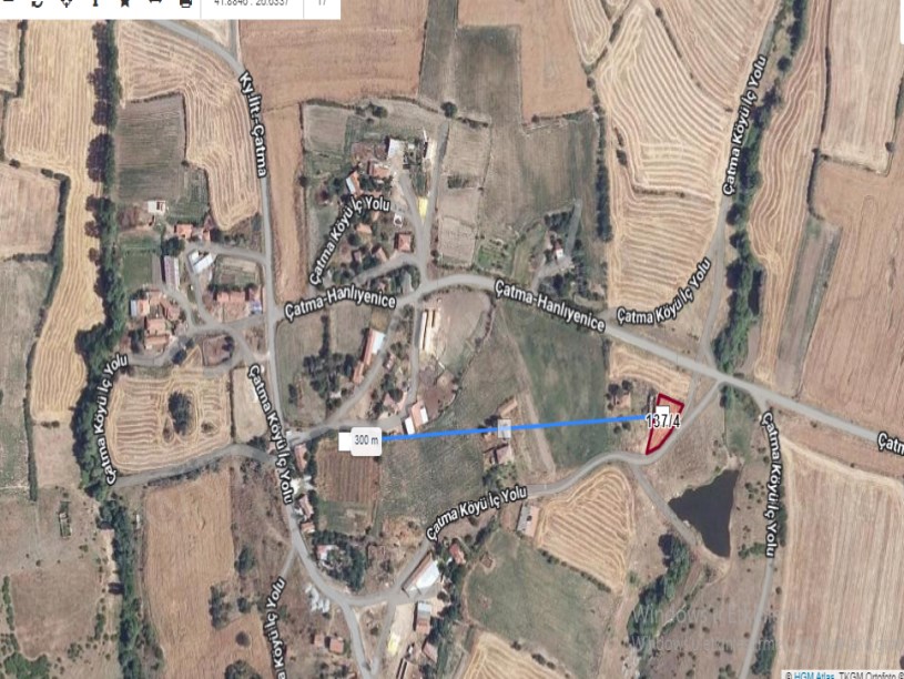 Edirne Lalapaşa Çatma Köyü Satılık Arsa , 624 M2 Köy İçi Müstakil Yolu Var  