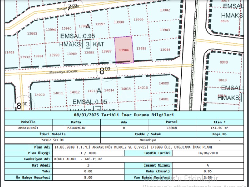 Arnavutköy Yavuzselim Mah Satılık Arsa , 151 m2 İmarlı Müstakil Merkezde 