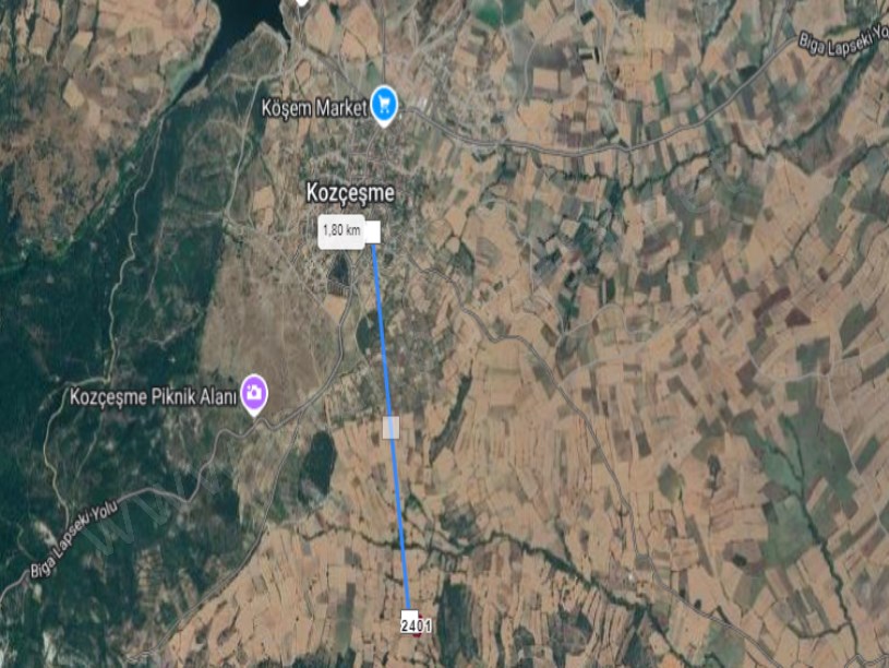 Çanakkale Biga Kozçeşme Köyü Satılık Tarla . 2,750 m2 Müstakil Yolu Var