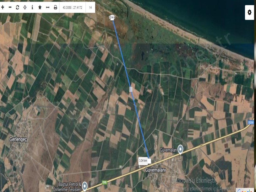 Çanakkale Biga Gerlengeç Köyü Satılık Arsa ,  441 m2 Arsa Yolu Var Denize Yakın 
