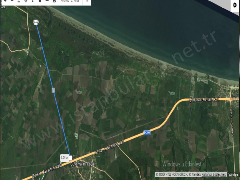 Çanakkale Biga Gerlengeç Köyü Satılık Arsa ,  441 m2 Arsa Yolu Var Denize Yakın 