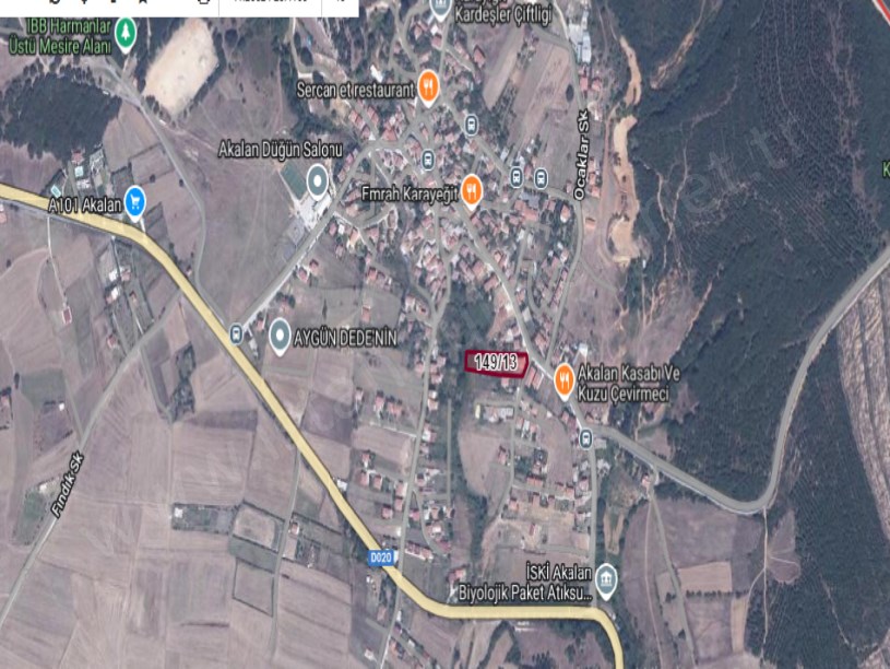 Çatalca Akalanda Satılık Arsa , 485 m2 İmarlı Merkezde  Yolu Var