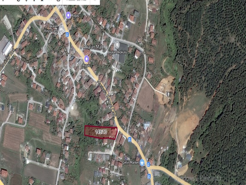 Çatalca Akalanda Satılık Arsa , 485 m2 İmarlı Merkezde  Yolu Var