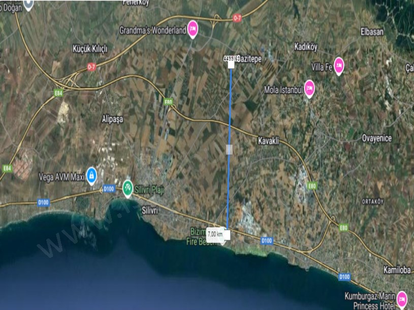 Silivri Gazitepede Satılık Tarla ,  21,800 M2 Müstakil Yola Cephe Merkezde